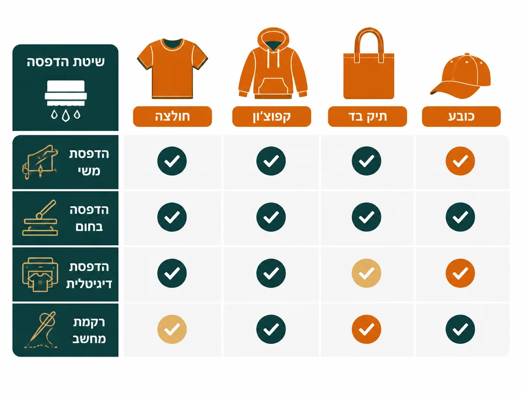 אינפוגרפיקה בעברית המסבירה הדפסה על מגבות ממותגות
