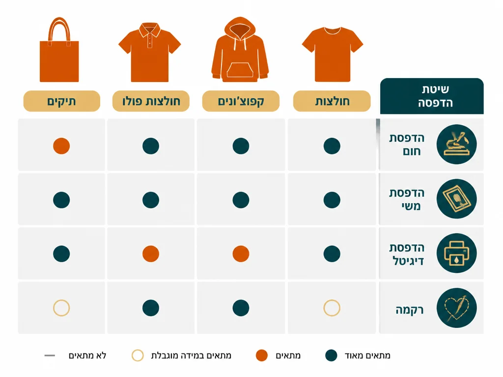 אינפוגרפיקה בעברית המסבירה הדפסה על פריטי טקסטיל לבית