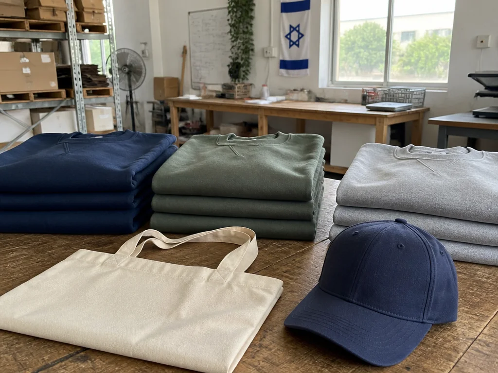 חולצה מודפסת בסדנת הדפסה, ממחיש הדפסה על פריטי טקסטיל לבית