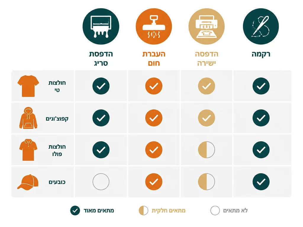 אינפוגרפיקה בעברית המסבירה חלוקים וביגוד מקצועי ממותג