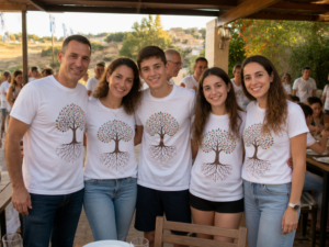 חולצה מודפסת בסדנת הדפסה, ממחיש הדפסת חולצות לפסח