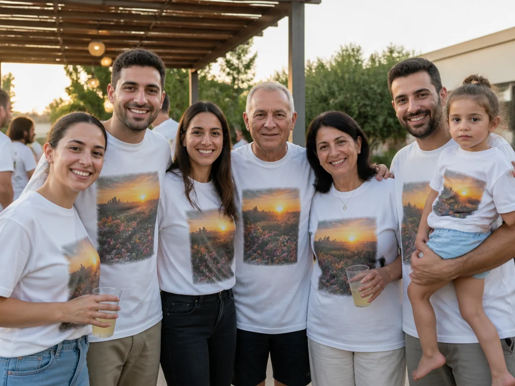 חולצה מודפסת בסדנת הדפסה, ממחיש עונת החתונות