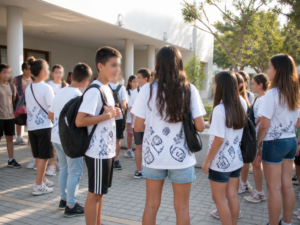 חולצה מודפסת בסדנת הדפסה, ממחיש חולצות לגני ילדים