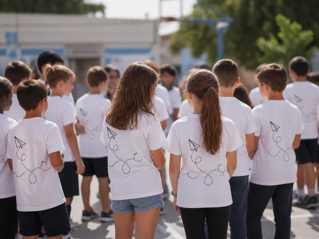חולצה מודפסת בסדנת הדפסה, ממחיש חולצות לחטיבות ותיכונים