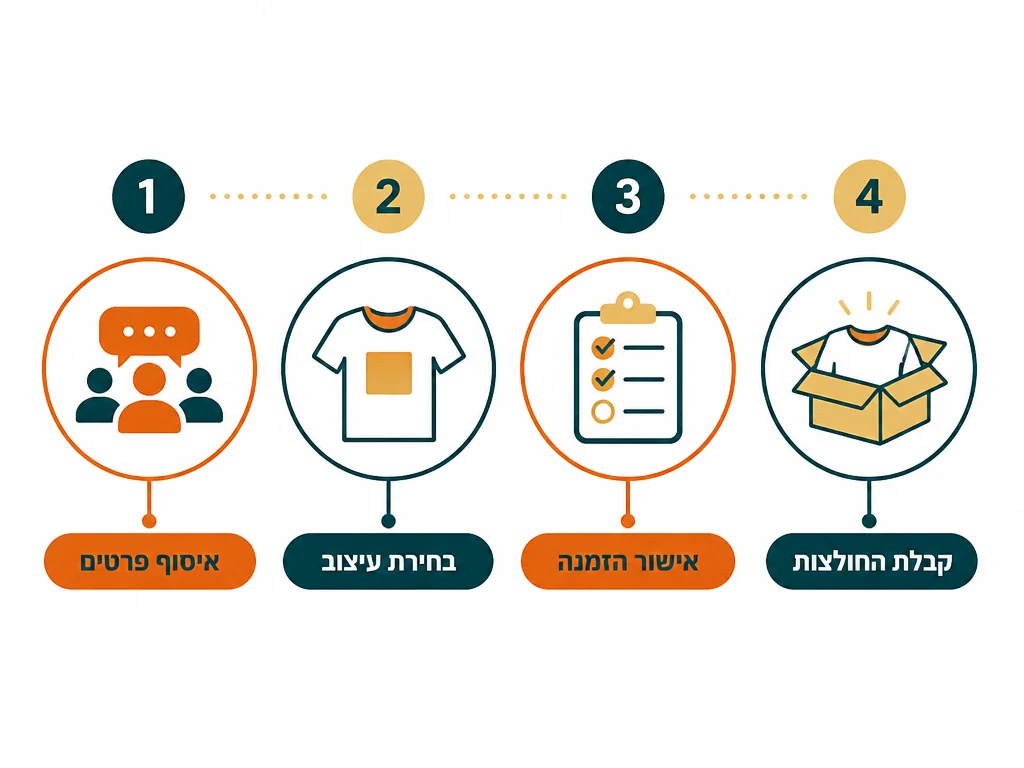 אינפוגרפיקה בעברית המסבירה חולצות למחנות וקייטנות