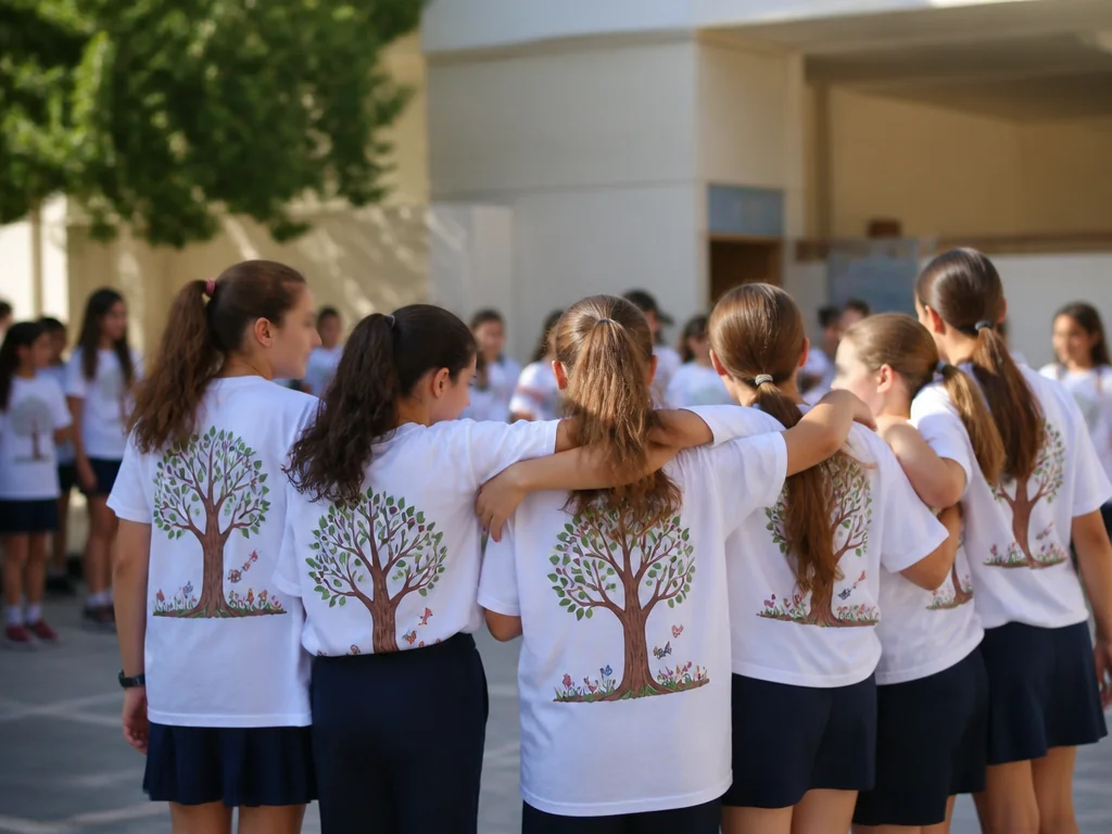 חולצה מודפסת בסדנת הדפסה, ממחיש חולצות לוועדי הורים