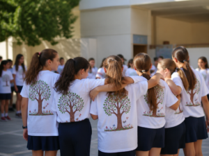 חולצה מודפסת בסדנת הדפסה, ממחיש חולצות לוועדי הורים